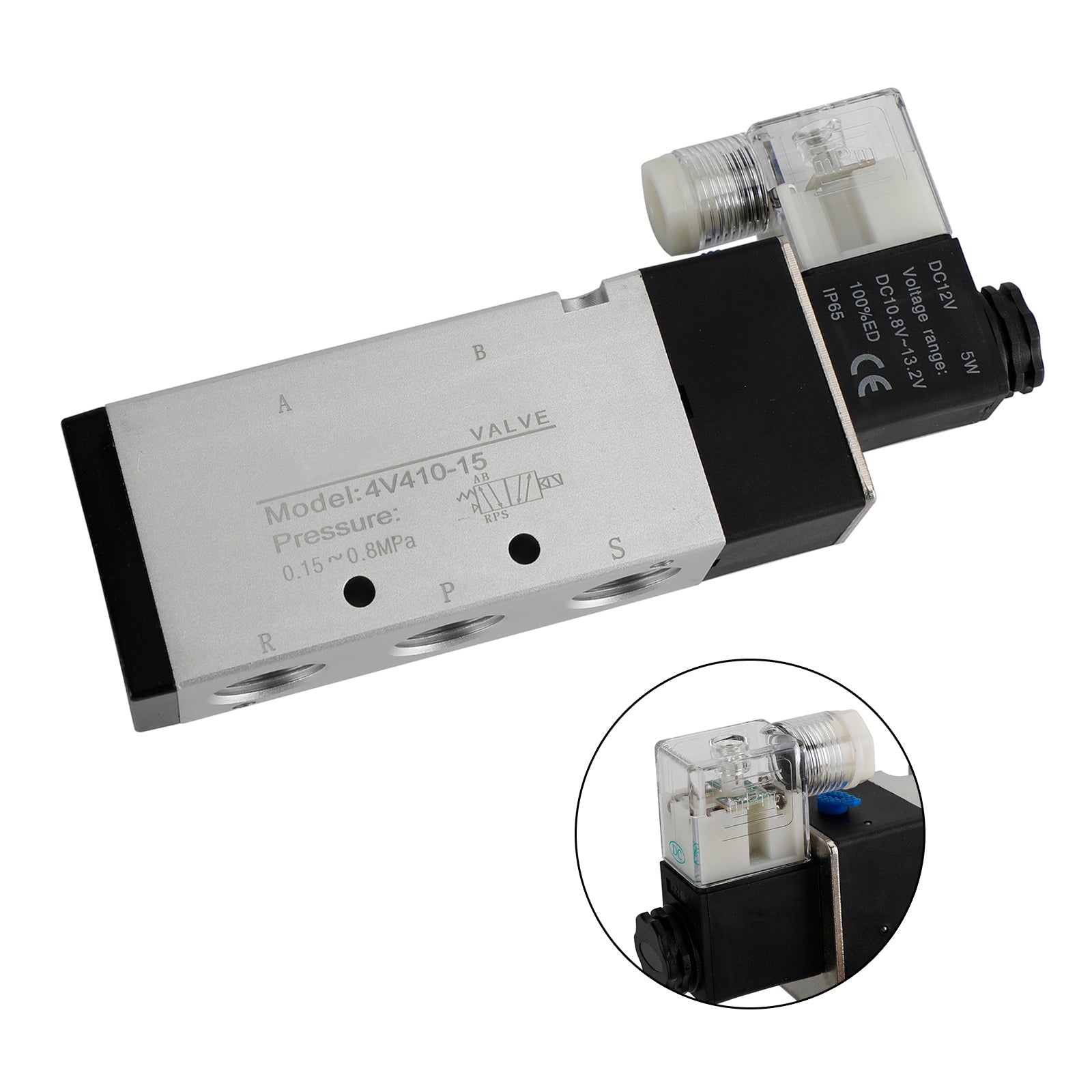 Pneumatic Electric Solenoid Air Valve 4V310-10 DC 12V 2 Position 5 Way PT 1/2"