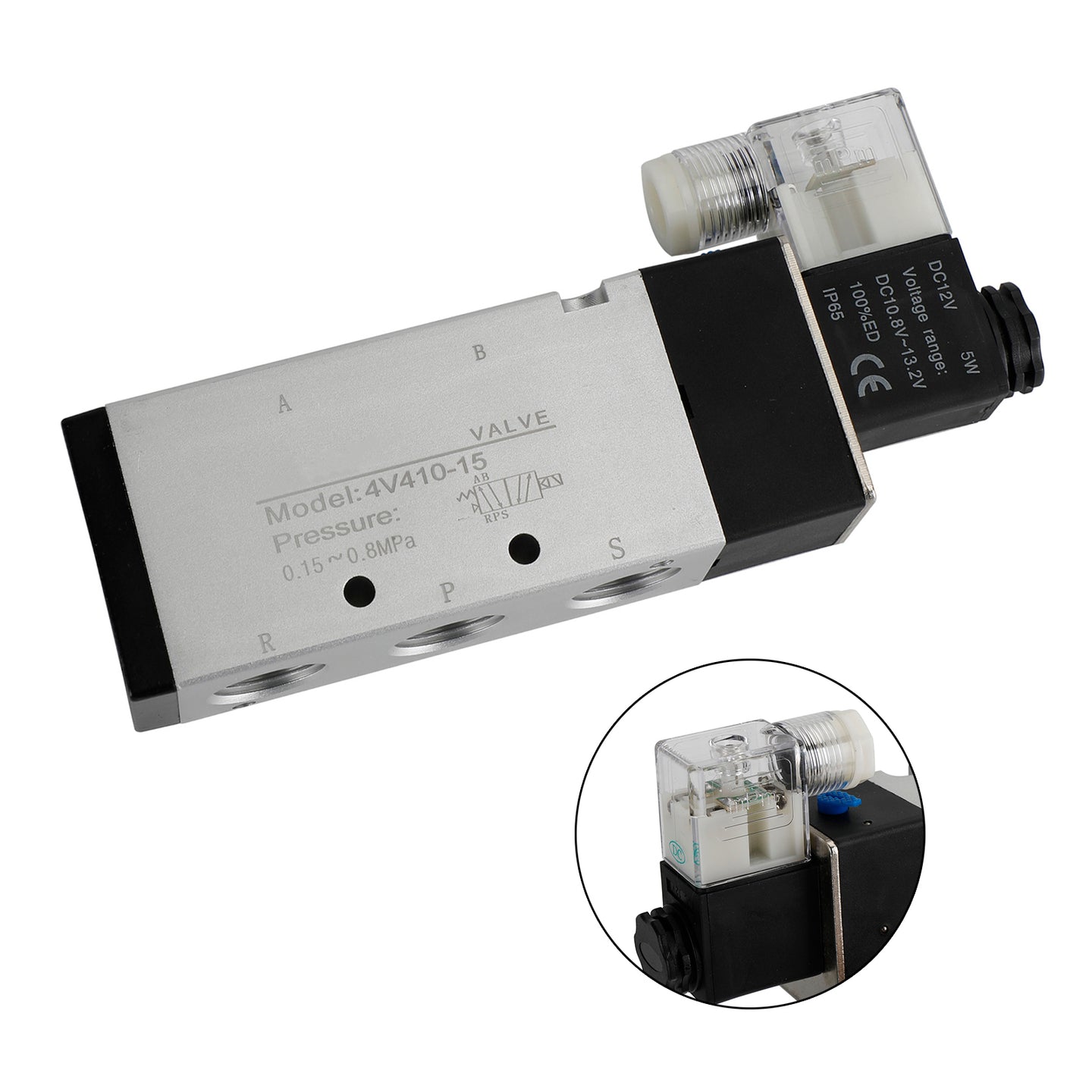 Pneumatic Electric Solenoid Air Valve 4V310-10 DC 12V 2 Position 5 Way PT 1/2"