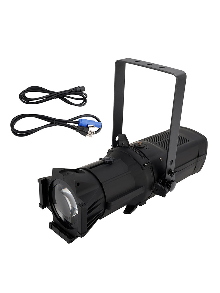 250W COB LED Profile Spotlight, RGBW 4-in-1, High CRI>95 with 15-60° Manual Zoom, DMX Stage Light