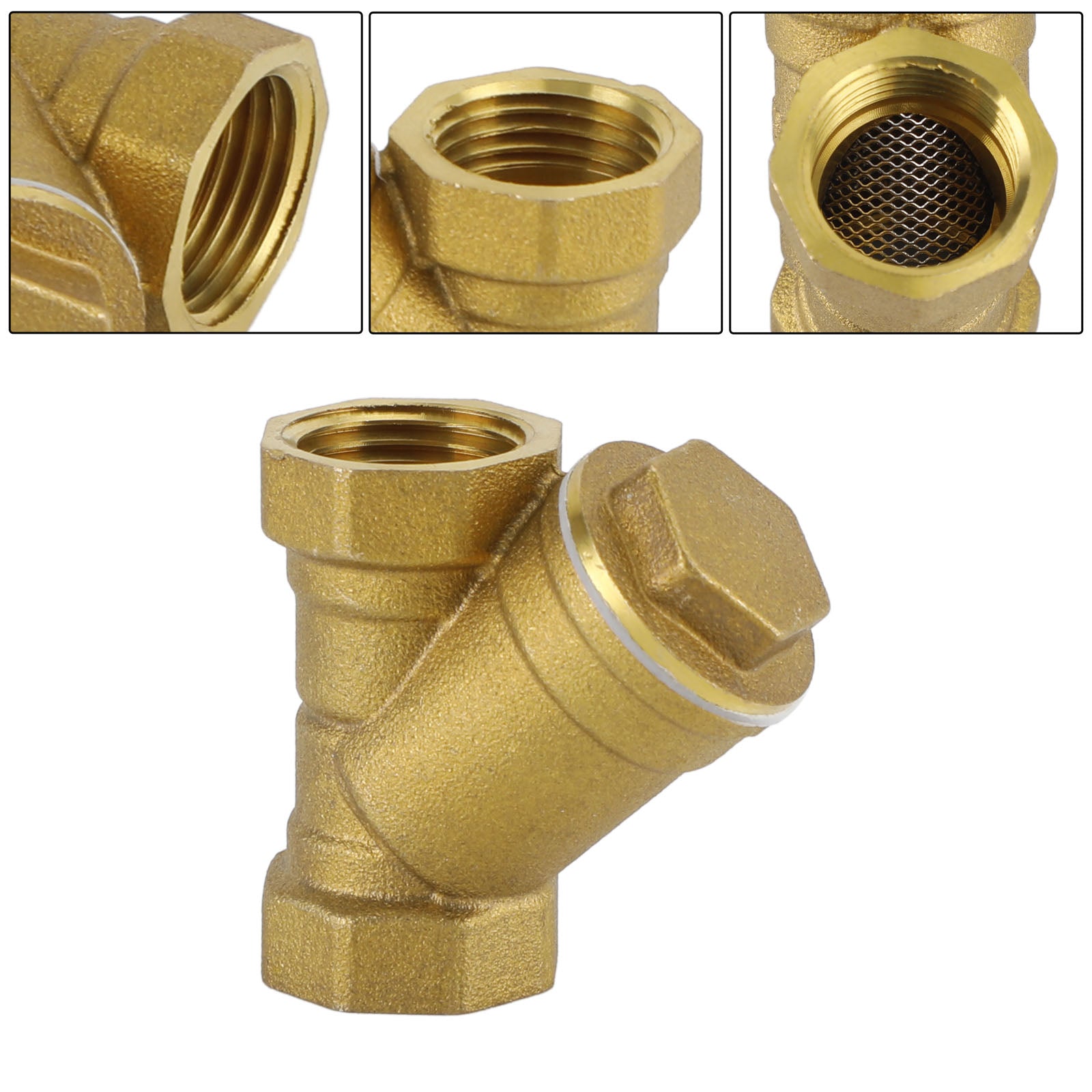 1/2"-1" NPT Thread Y Shaped Brass Strainer Filter Valve Connector For Water Oil, 1/2"