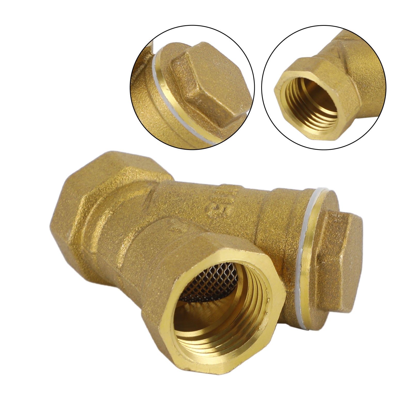 1/2"-1" NPT Thread Y Shaped Brass Strainer Filter Valve Connector For Water Oil, 1/2"