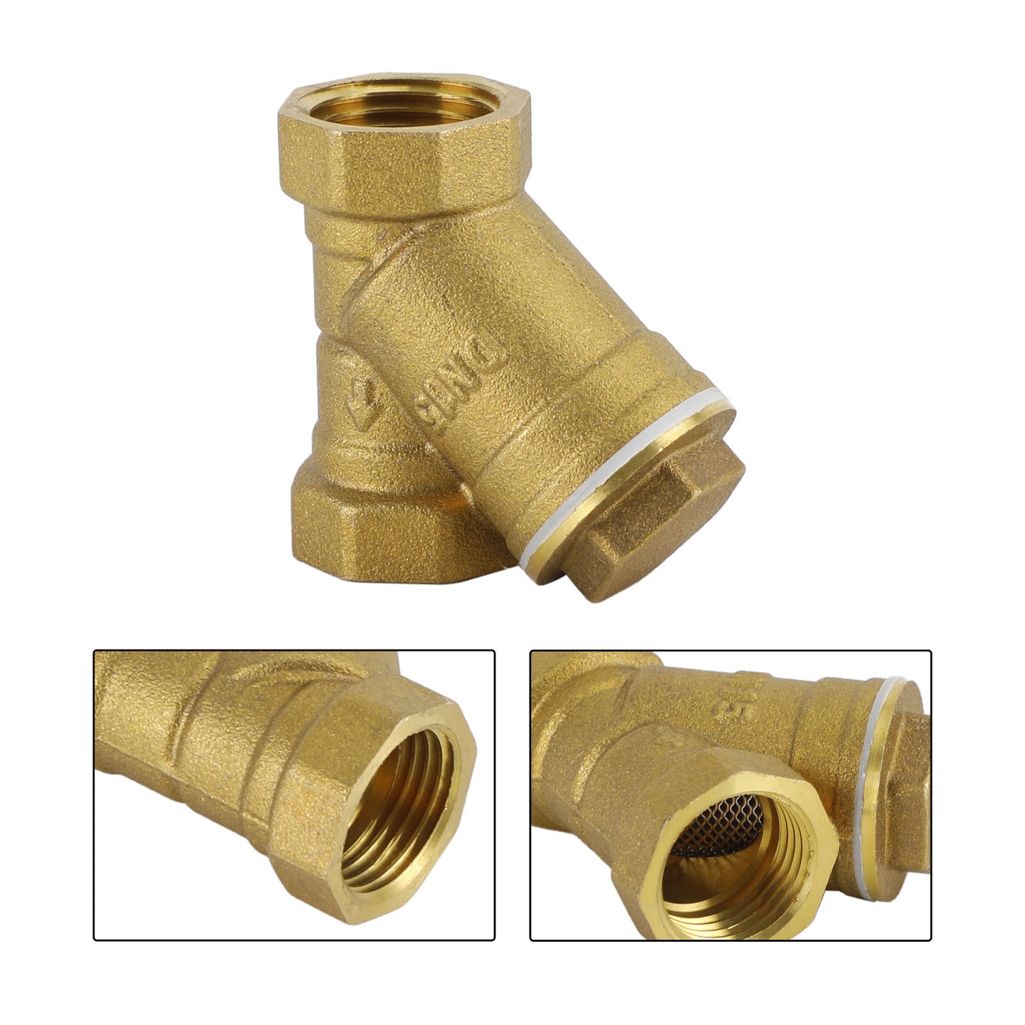 1/2"-1" NPT Thread Y Shaped Brass Strainer Filter Valve Connector For Water Oil, 1/2"