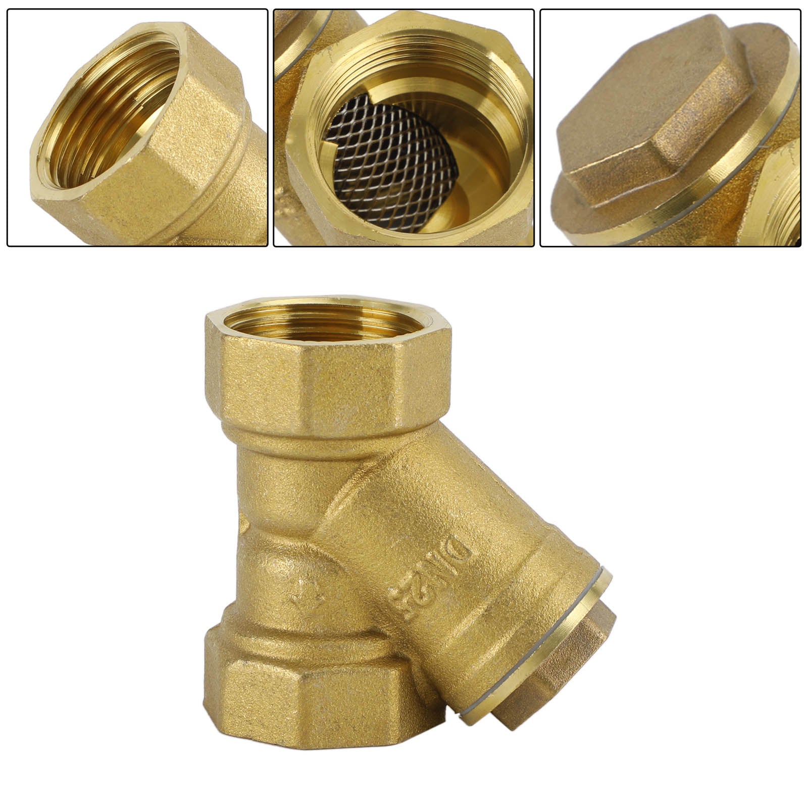 1/2" NPT Brass Y-Strainer Filter Valve, 232 PSI for Water, Gas & Oil Lines