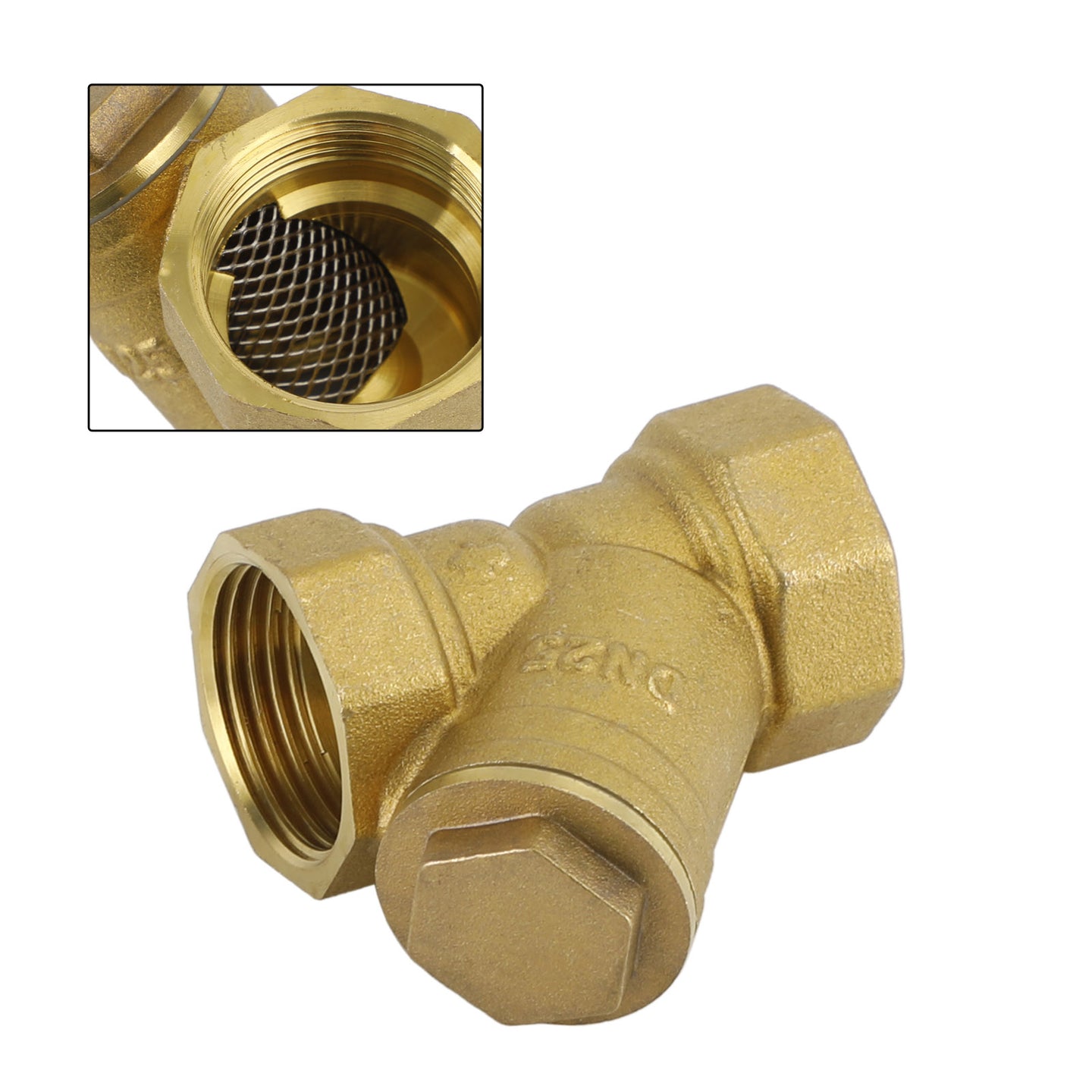1/2" NPT Brass Y-Strainer Filter Valve, 232 PSI for Water, Gas & Oil Lines