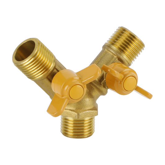 3 Way Shut off Ball Valve 1/2" Hose Barb Y Shaped Valve 2 Switch Brass Fitting