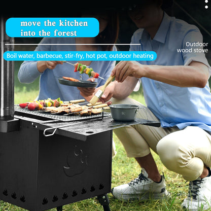 Outdoor Portable Camping Folding Wood Stove Picnic Cook Heat