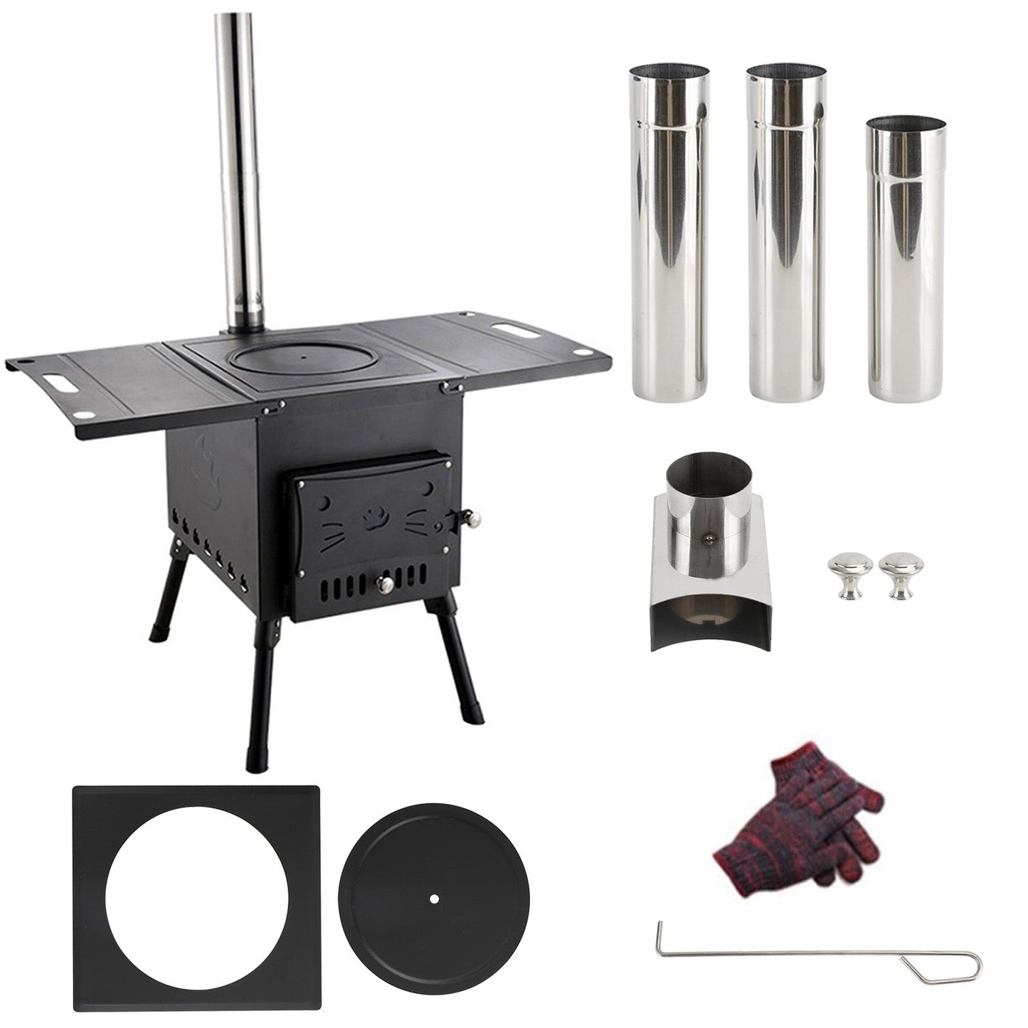 Outdoor Portable Camping Folding Wood Stove Picnic Cook Heat