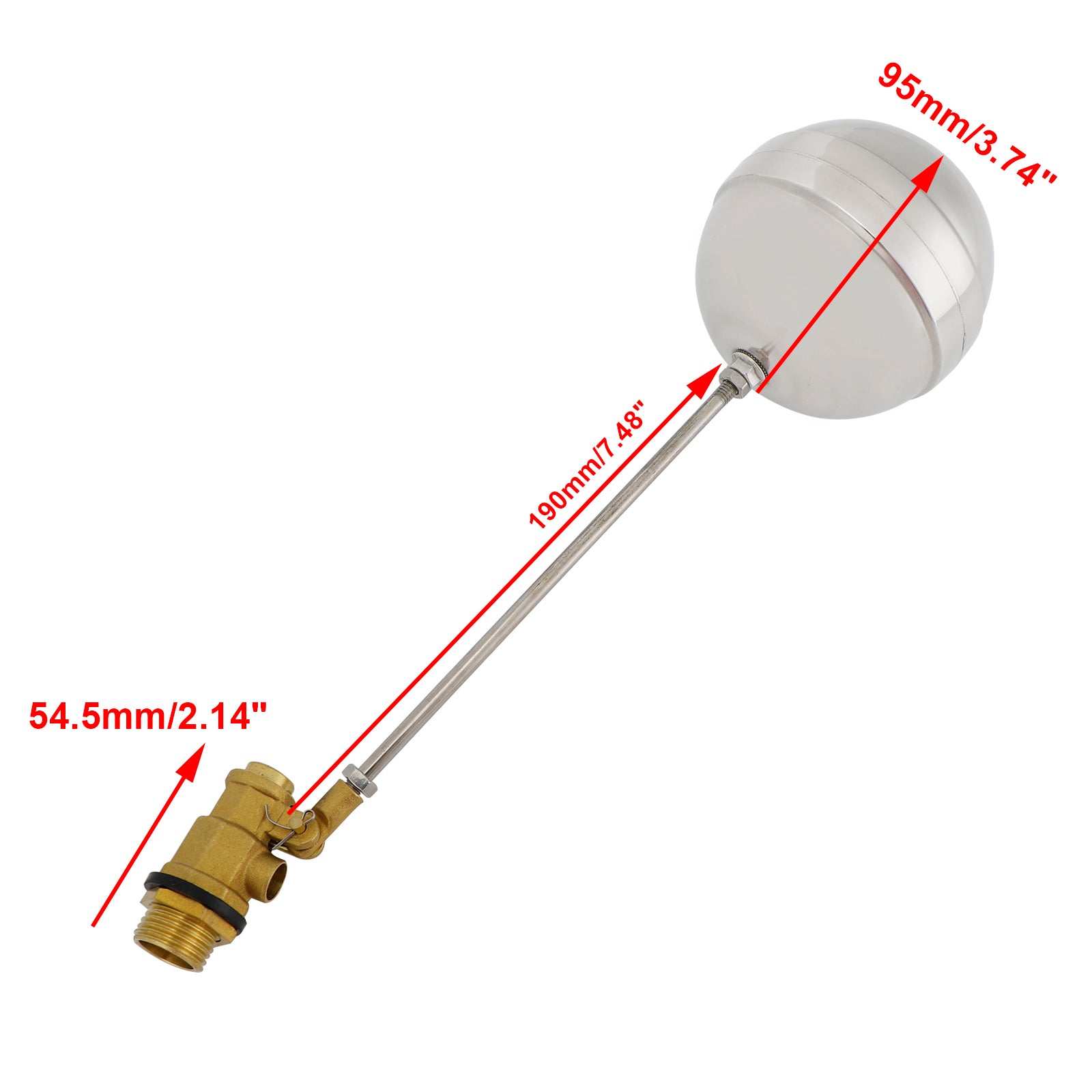 1/2"-1"Male Thread Float Ball Valve Floating Ball Stainless Steel Water Sensor, 1/2"