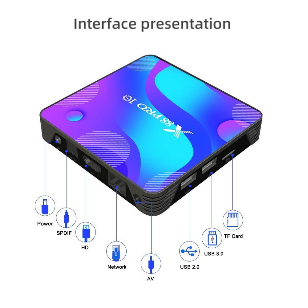 X88 Pro 10 4K Android TV Box – 16GB+2GB Media Player with WiFi, Bluetooth & RK3318 Processor
