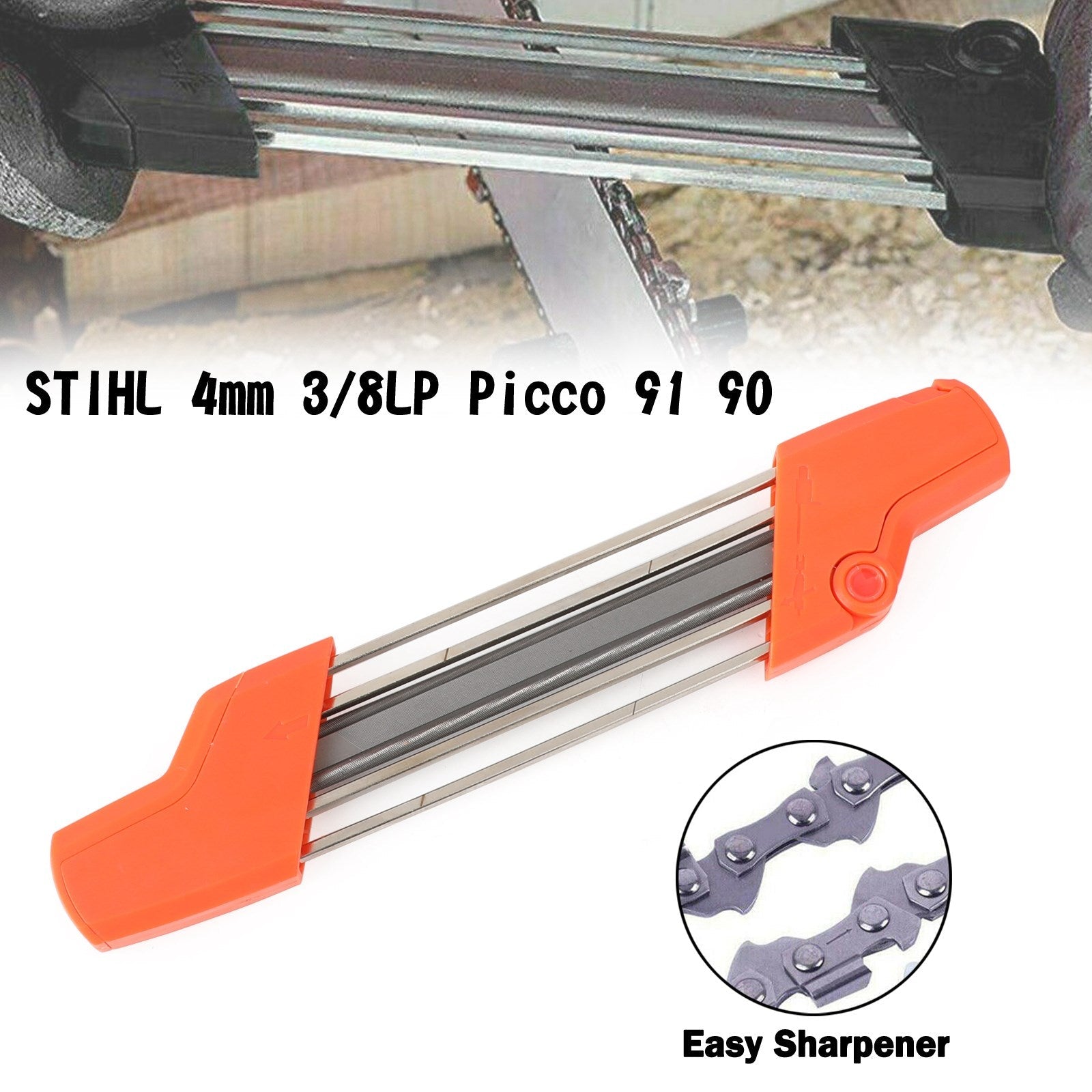 2 In 1 Easy File Chainsaw Chain Sharpening Tool Fit STIHL 4mm 3/8LP Picco 91 90