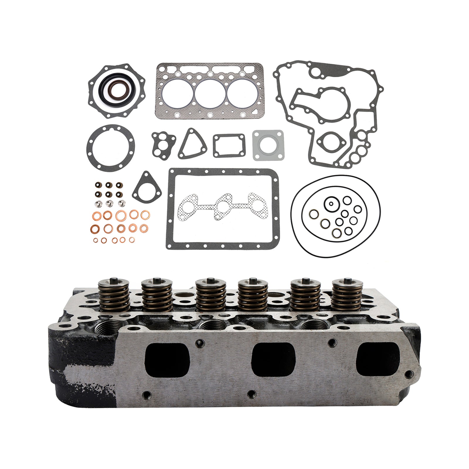 Complete Cylinder Head Kit for Kubota D722 Engine, Includes Full Gasket Set & Valves, Fits K008 Excavator & G1900 Tractor