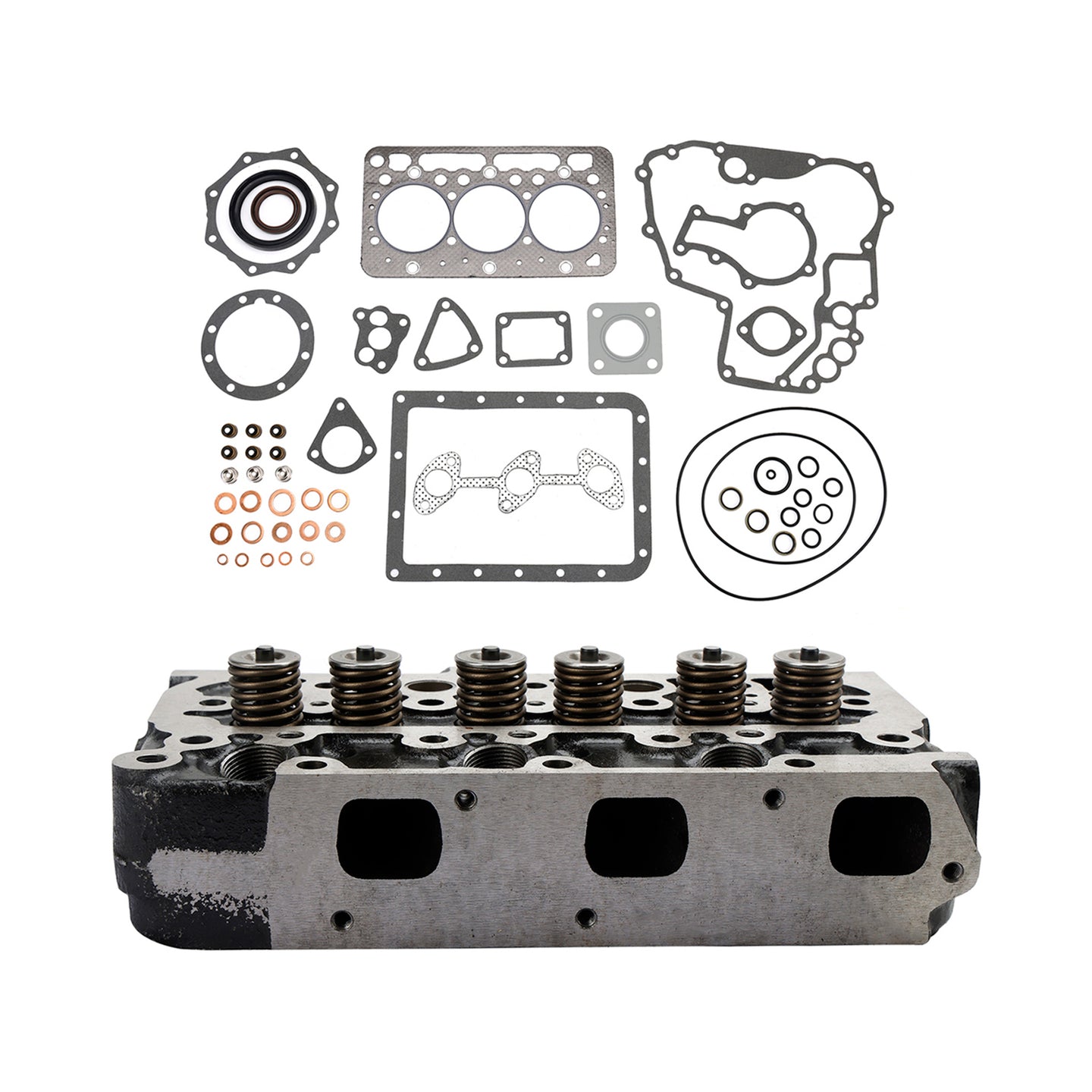 Complete Cylinder Head Kit for Kubota D722 Engine, Includes Full Gasket Set & Valves, Fits K008 Excavator & G1900 Tractor