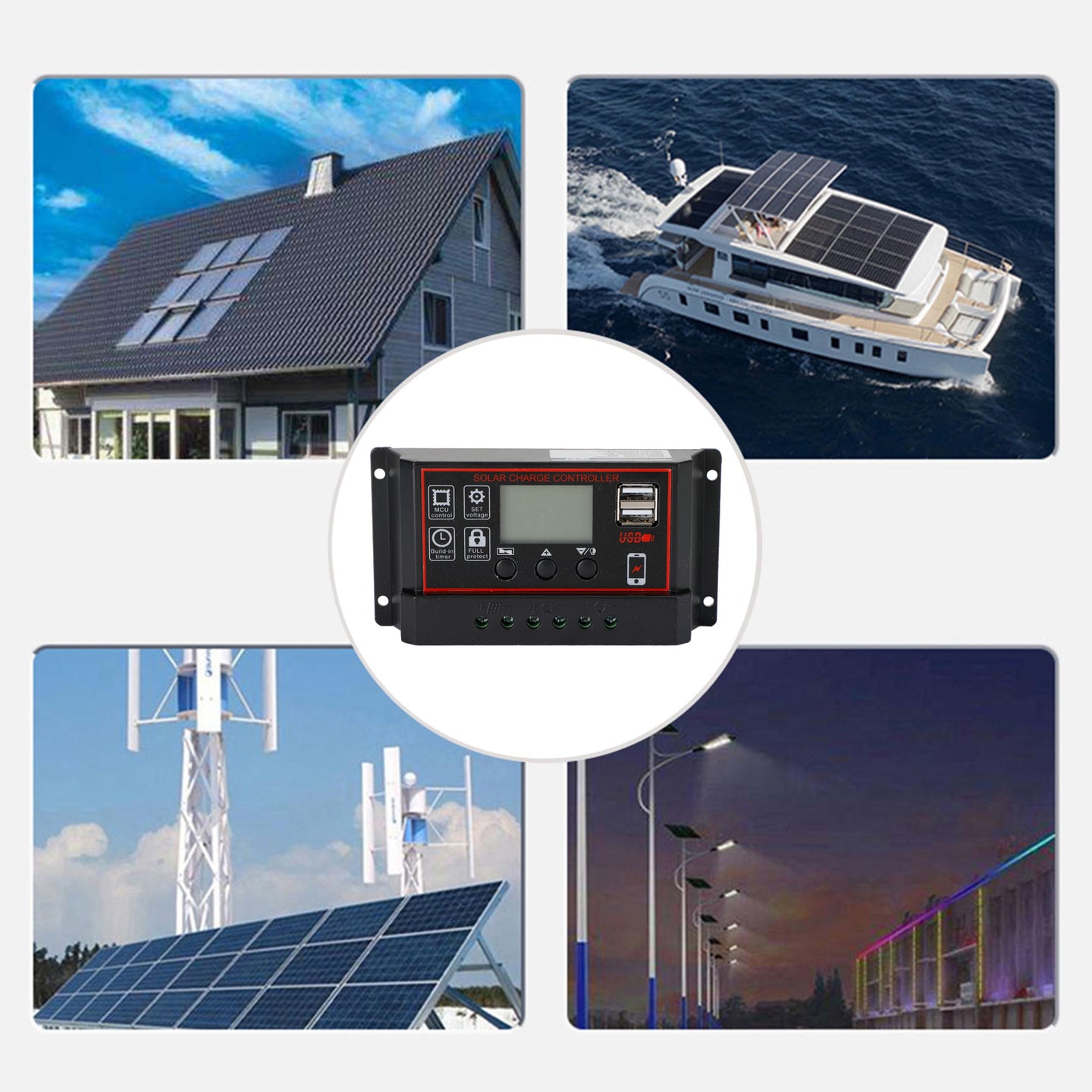 30A Solar Panel Battery Regulator Charge Controller PWM LCD Dual USB 12V/24V