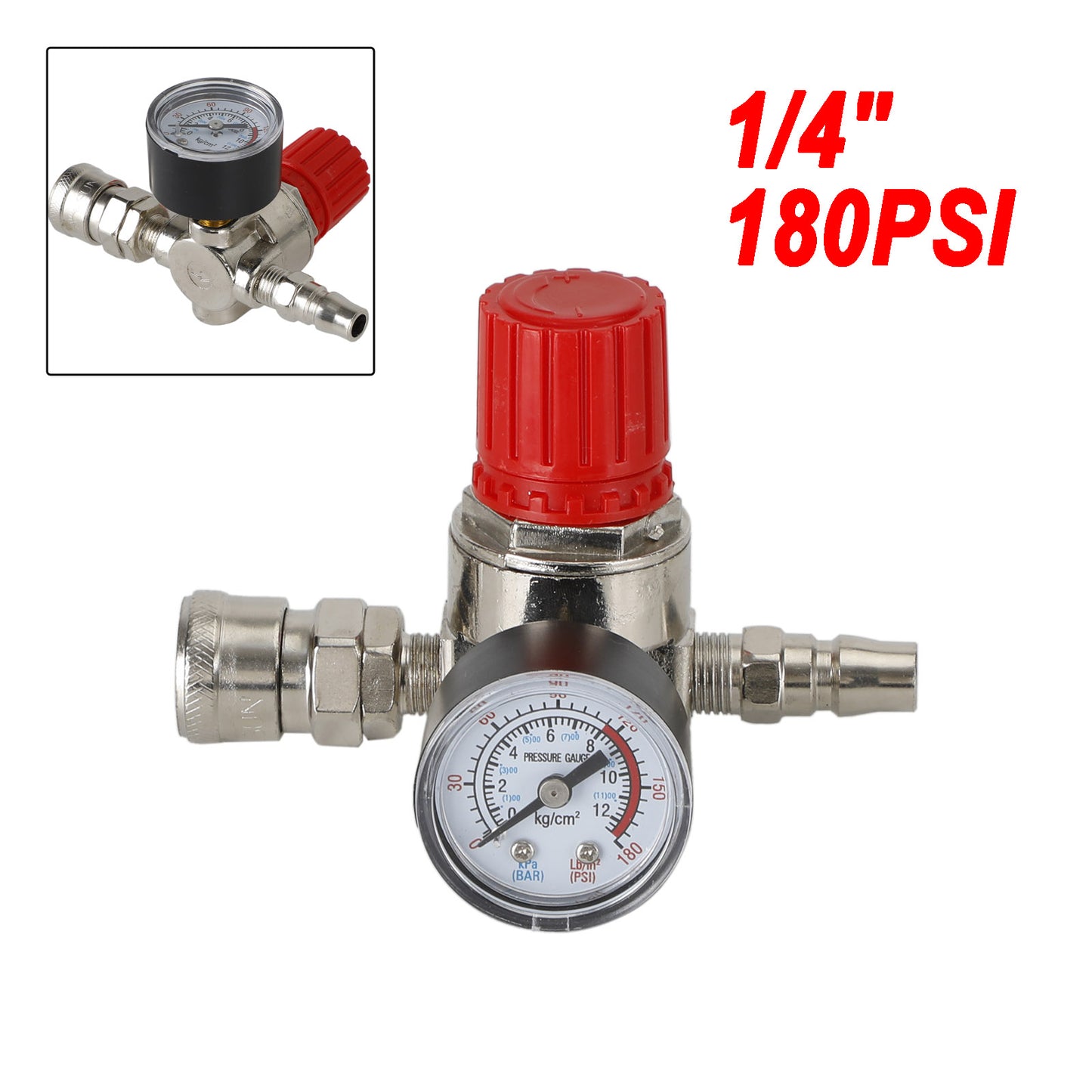 Air Compressor 1/4" Regulator Pressure Gauge Switch Valve Control 175 Psi