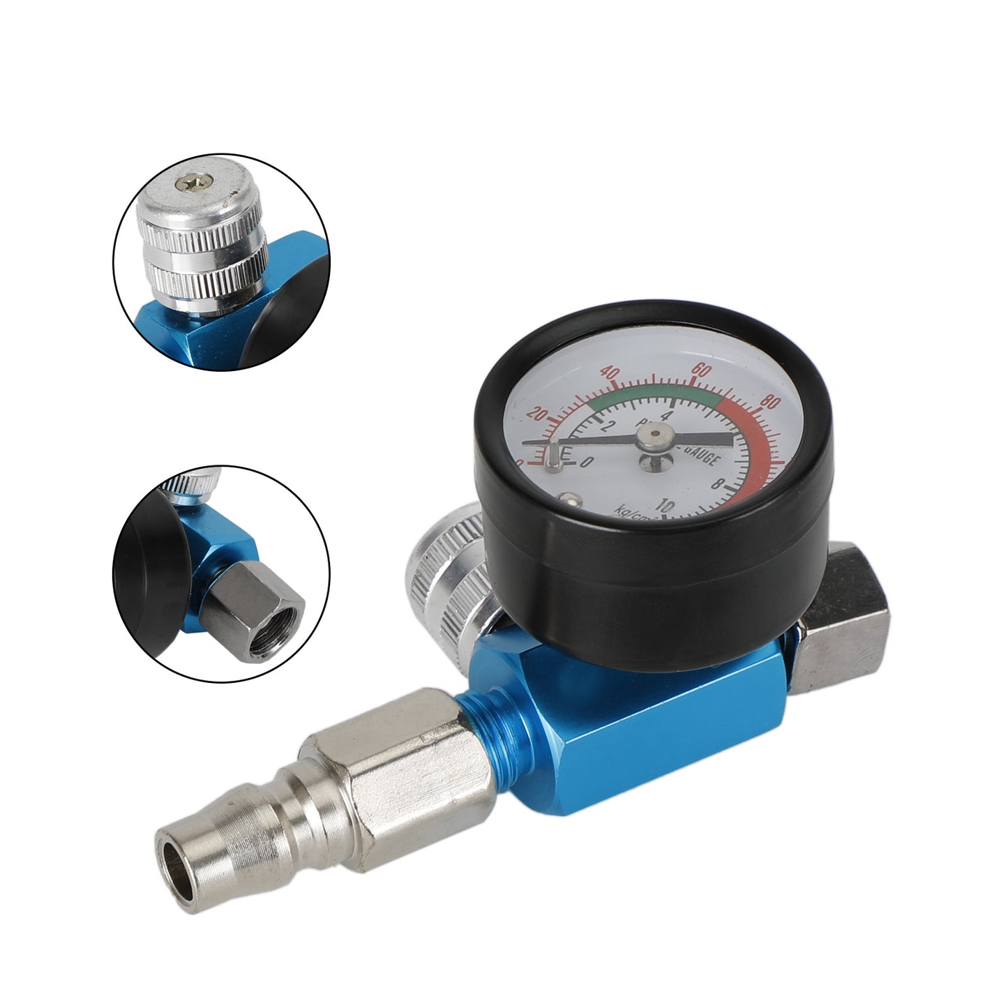 Blue Mini Air Regulator Valve Tool 1/4" Pressure Switch Gauge For Paint Gun