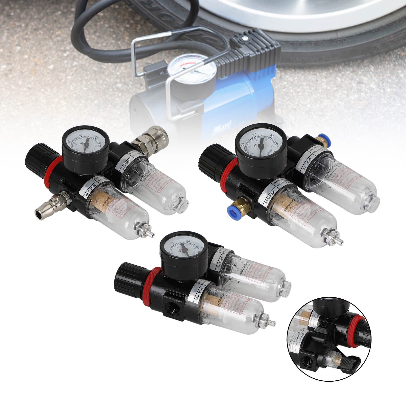 Air Compressor Filter Tool Plastic Reduce Valve Regulator Oil Water Separator
