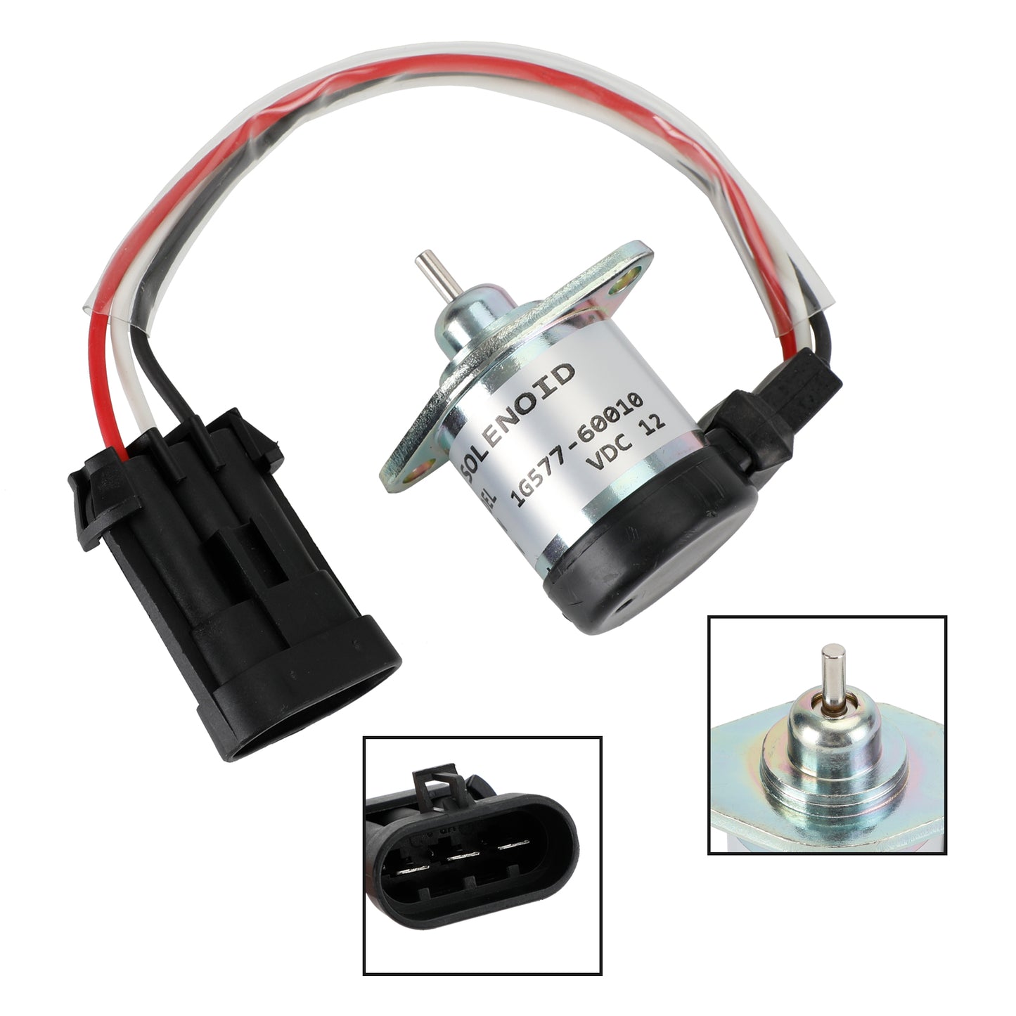 12V 3 Terminal Fuel Shut Off Solenoid For Kubota 1G577-60010 1G577-60011