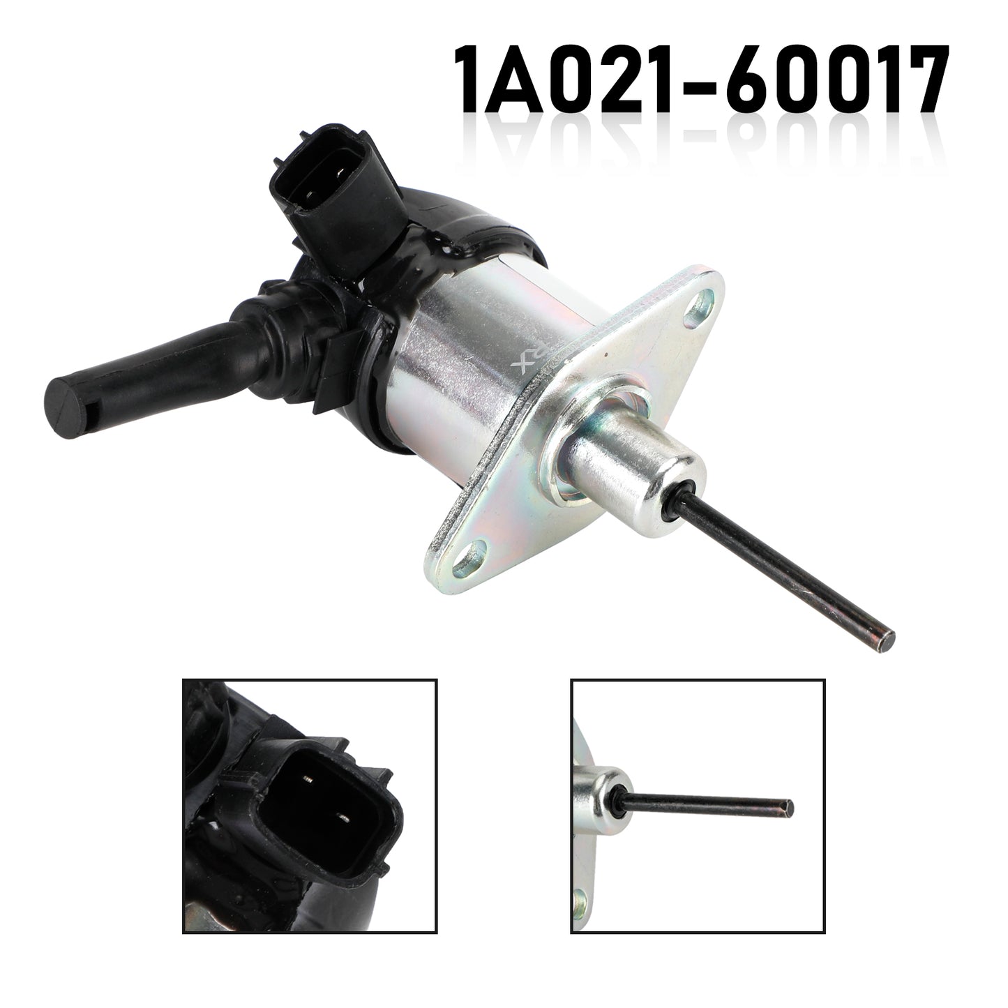 1A021-60017 Fuel Shut Off Solenoid for Kubota D1703, V2203 Engines & L3200, L3400 Tractors, 12V