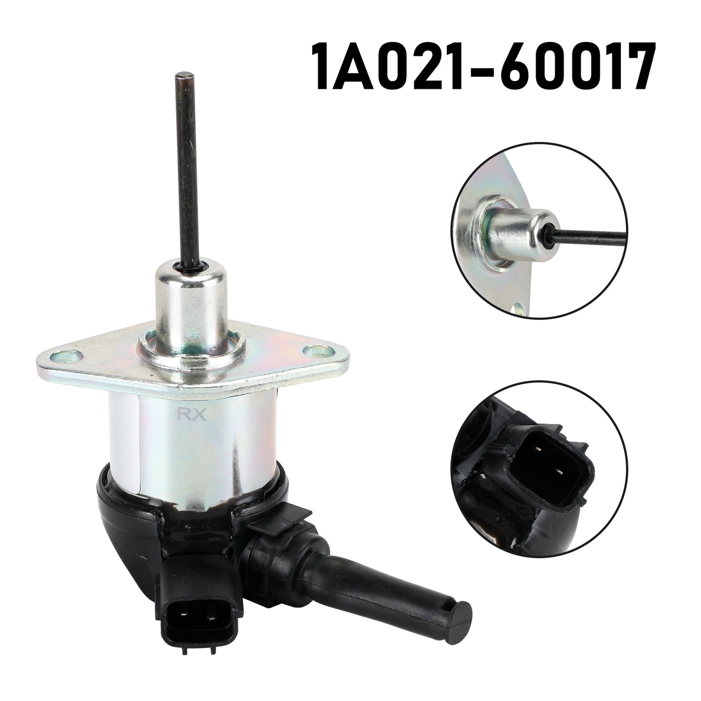 1A021-60017 Fuel Shut Off Solenoid for Kubota D1703, V2203 Engines & L3200, L3400 Tractors, 12V