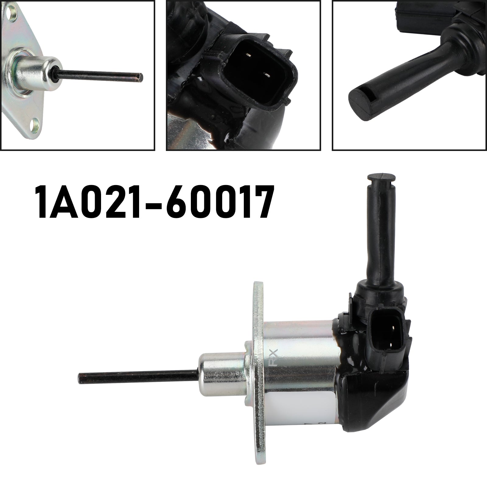 1A021-60017 Fuel Shut Off Solenoid for Kubota D1703, V2203 Engines & L3200, L3400 Tractors, 12V
