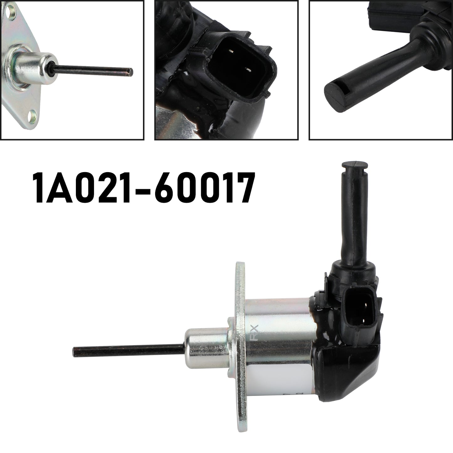 1A021-60017 Fuel Shut Off Solenoid for Kubota D1703, V2203 Engines & L3200, L3400 Tractors, 12V