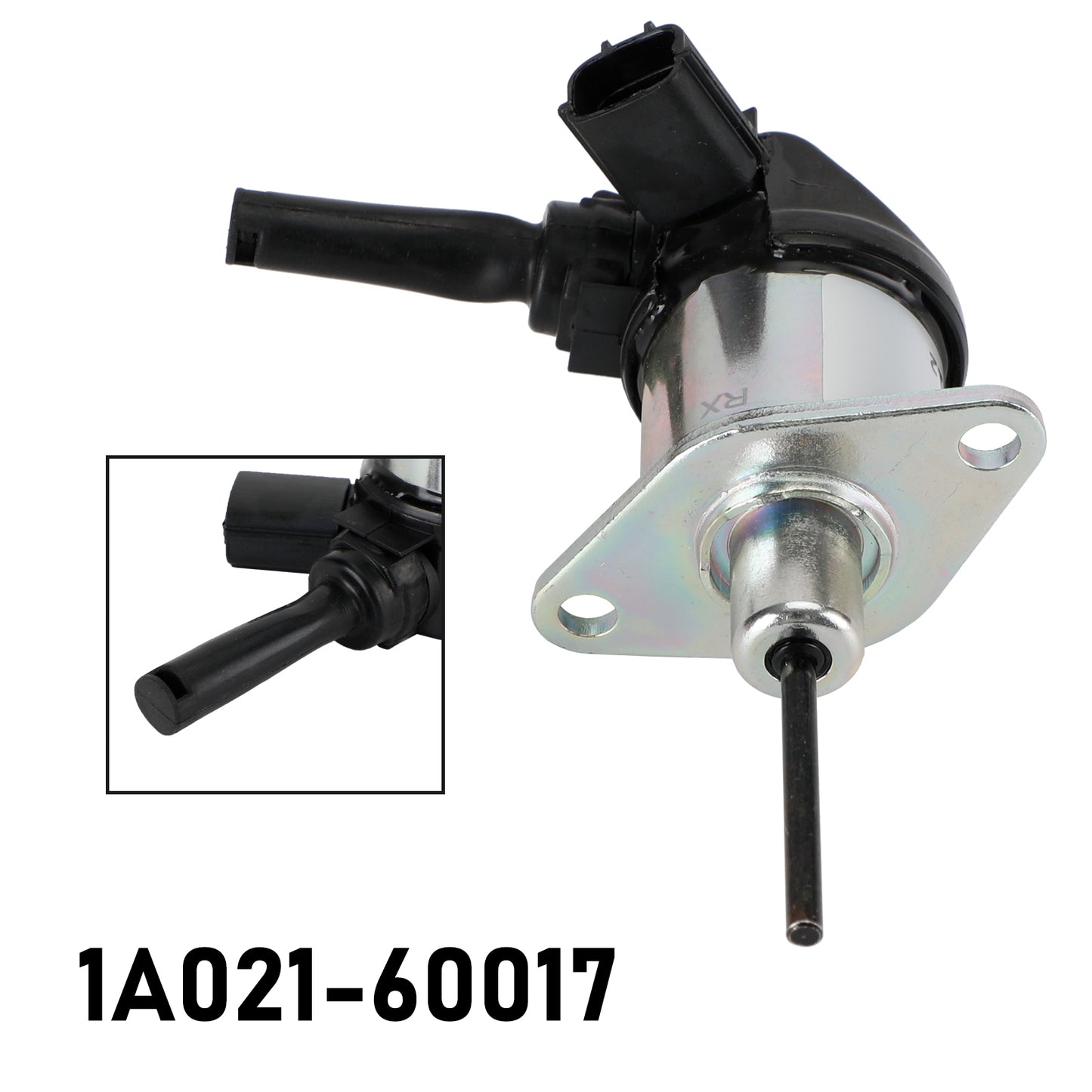 1A021-60017 Fuel Shut Off Solenoid for Kubota D1703, V2203 Engines & L3200, L3400 Tractors, 12V