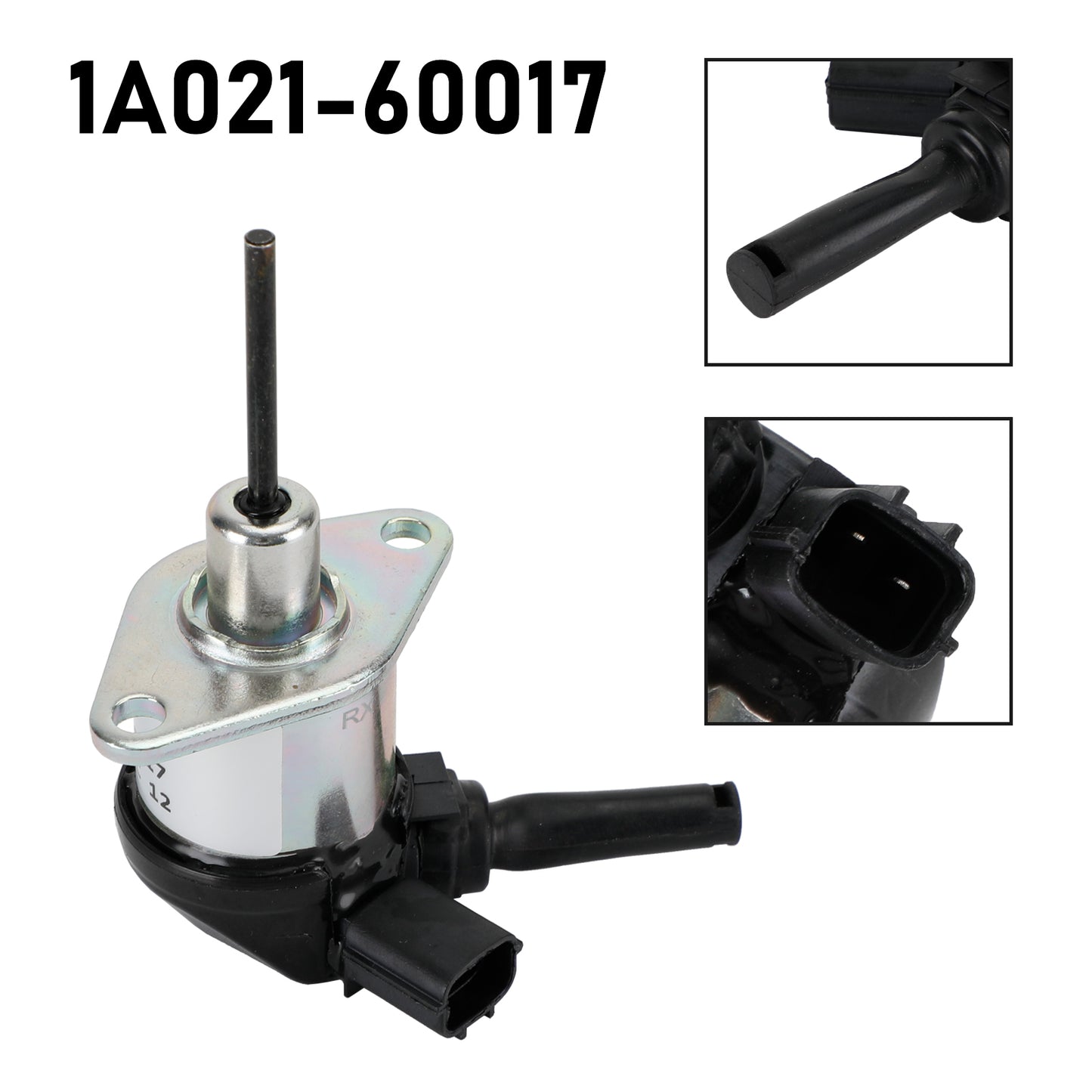 1A021-60017 Fuel Shut Off Solenoid for Kubota D1703, V2203 Engines & L3200, L3400 Tractors, 12V