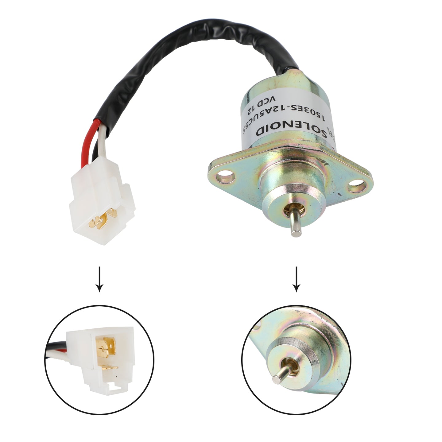 Fuel Shutoff Solenoid 1503ES-12A5UC5S SA-4569-T For Kubota Tractors B1700D