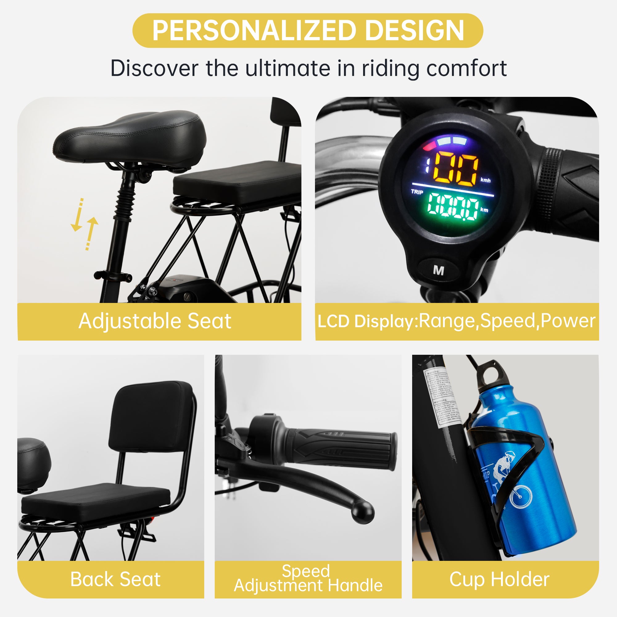 3 Wheel E-Trike Electric tricycle for Adult Folding Motorized 48V 350W