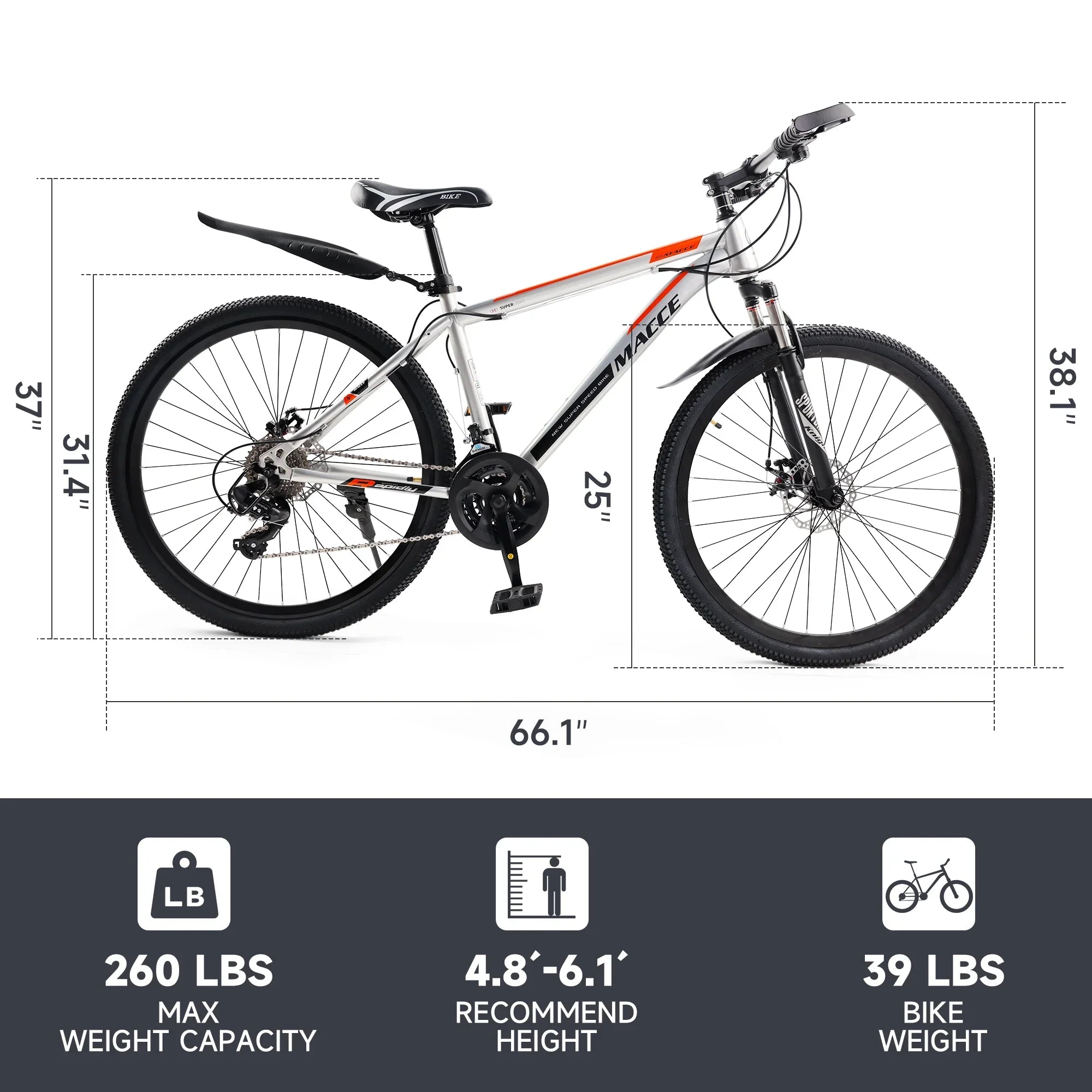 Silver 26 inch wheels 27 speed double disc brake mountain bike (Copy)