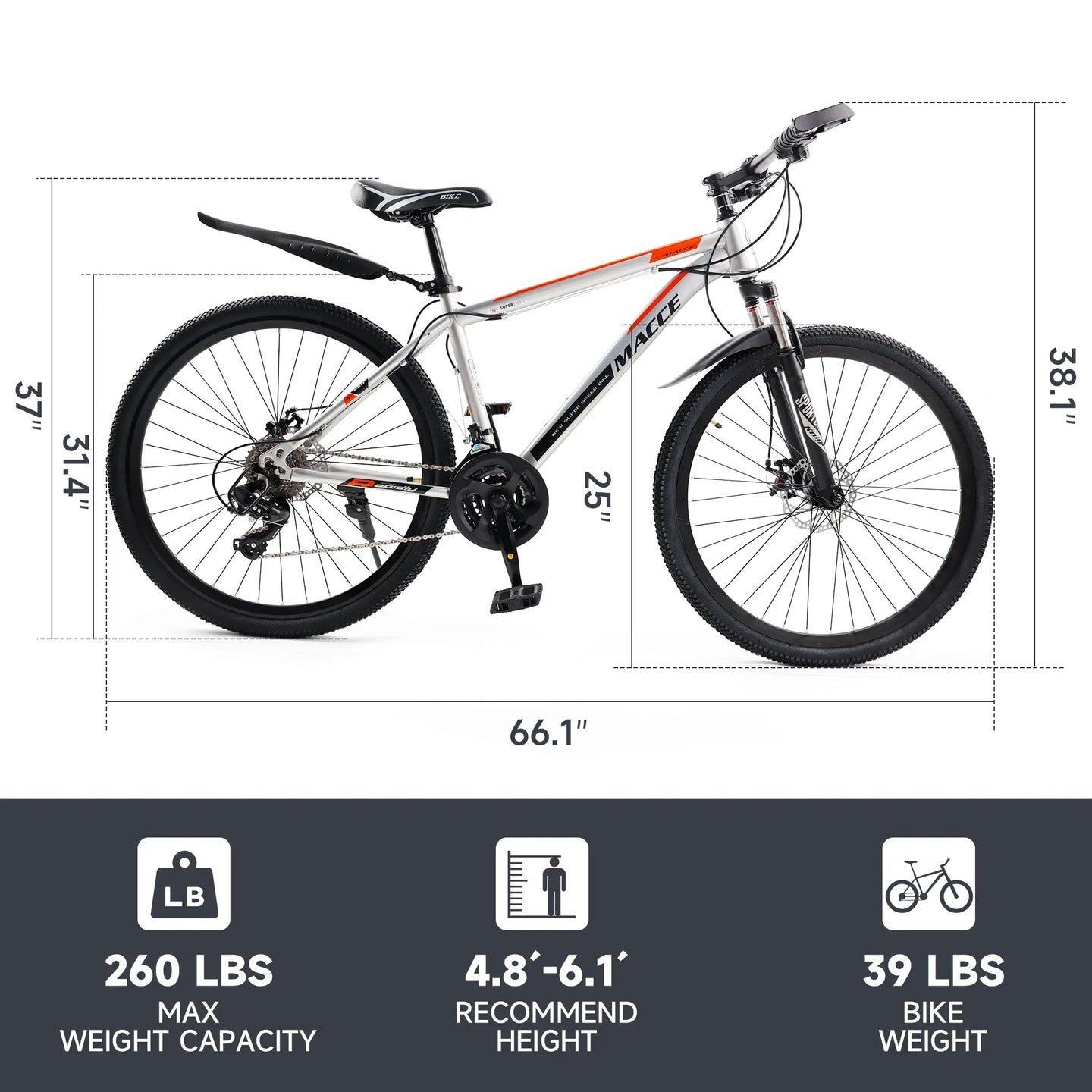 Silver 26 inch wheels 27 speed double disc brake mountain bike (Copy)