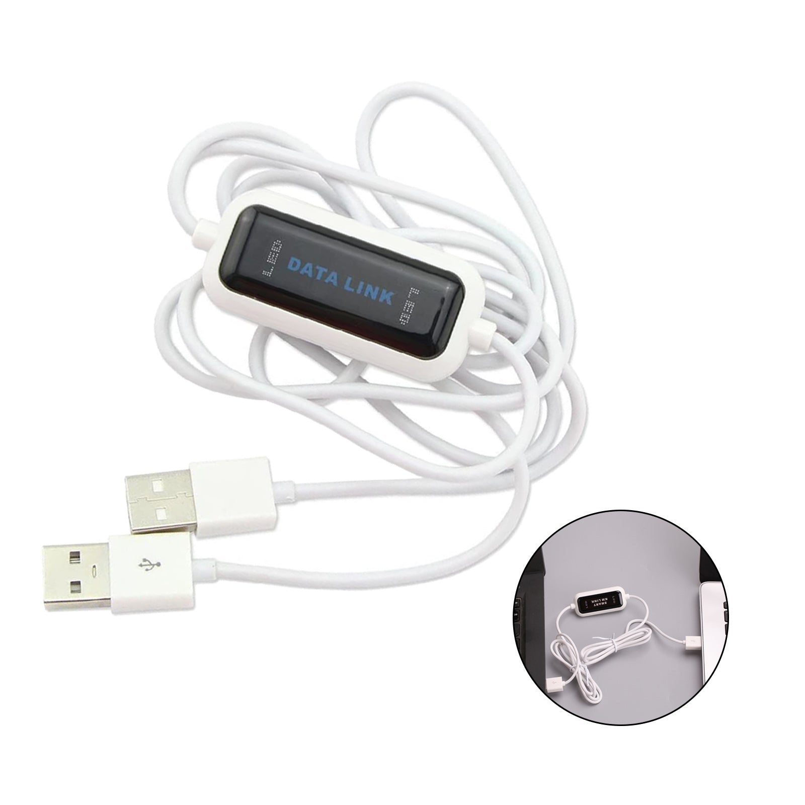 USB 2.0 PC-to-PC Data Transfer Cable, Driver-Free Link for Easy File Sync & Migration Between 2 Windows Computers