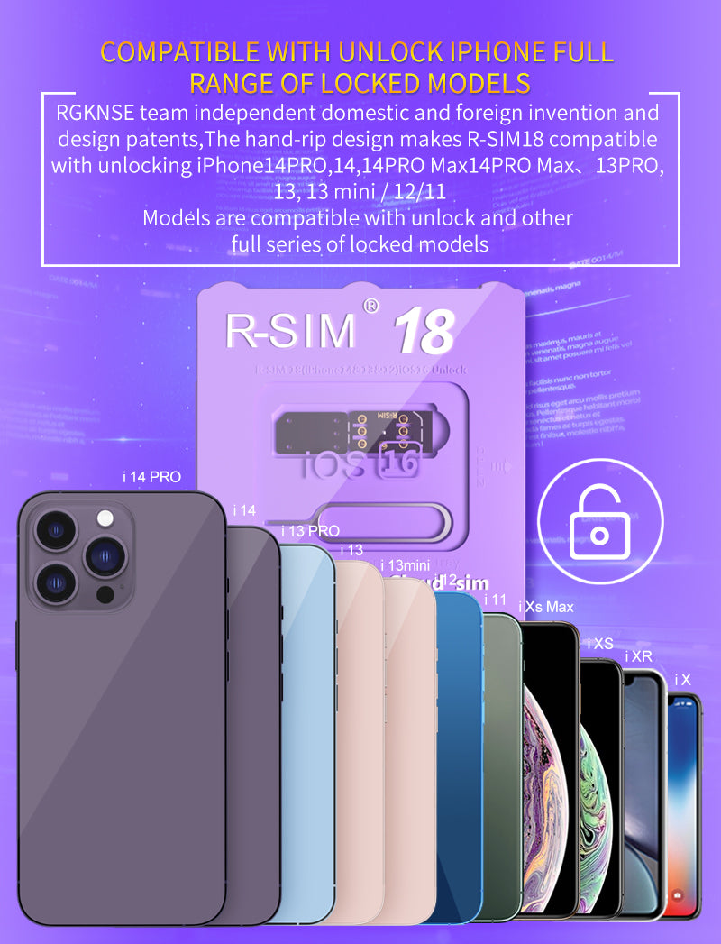R-SIM 18 Nano Unlock RSIM Card Fit for IOS 16 iPhone 14 13 Pro MAX 12 Pro 11 X