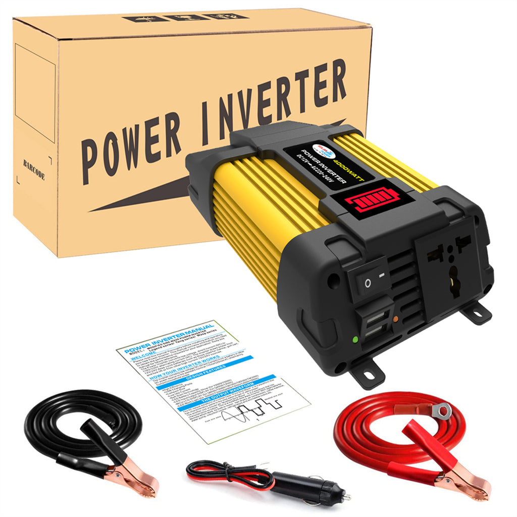 4000W Power Converter Inverter 12V 220V w LED Display Car Inverter Plug Adapter