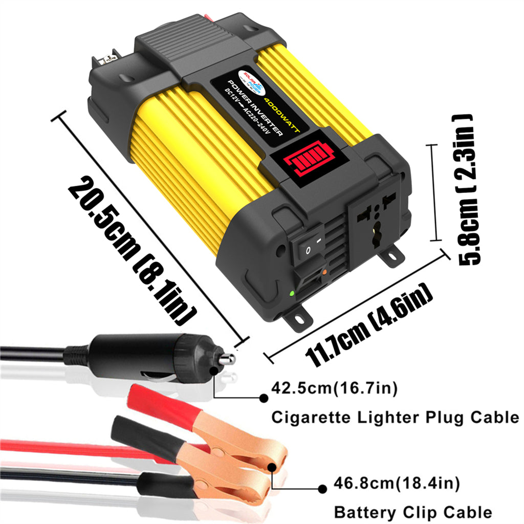 4000W Power Converter Inverter 12V 220V w LED Display Car Inverter Plug Adapter