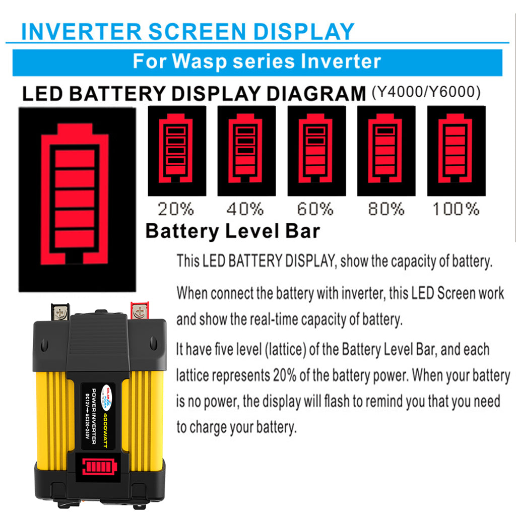 4000W Power Converter Inverter 12V 220V w LED Display Car Inverter Plug Adapter