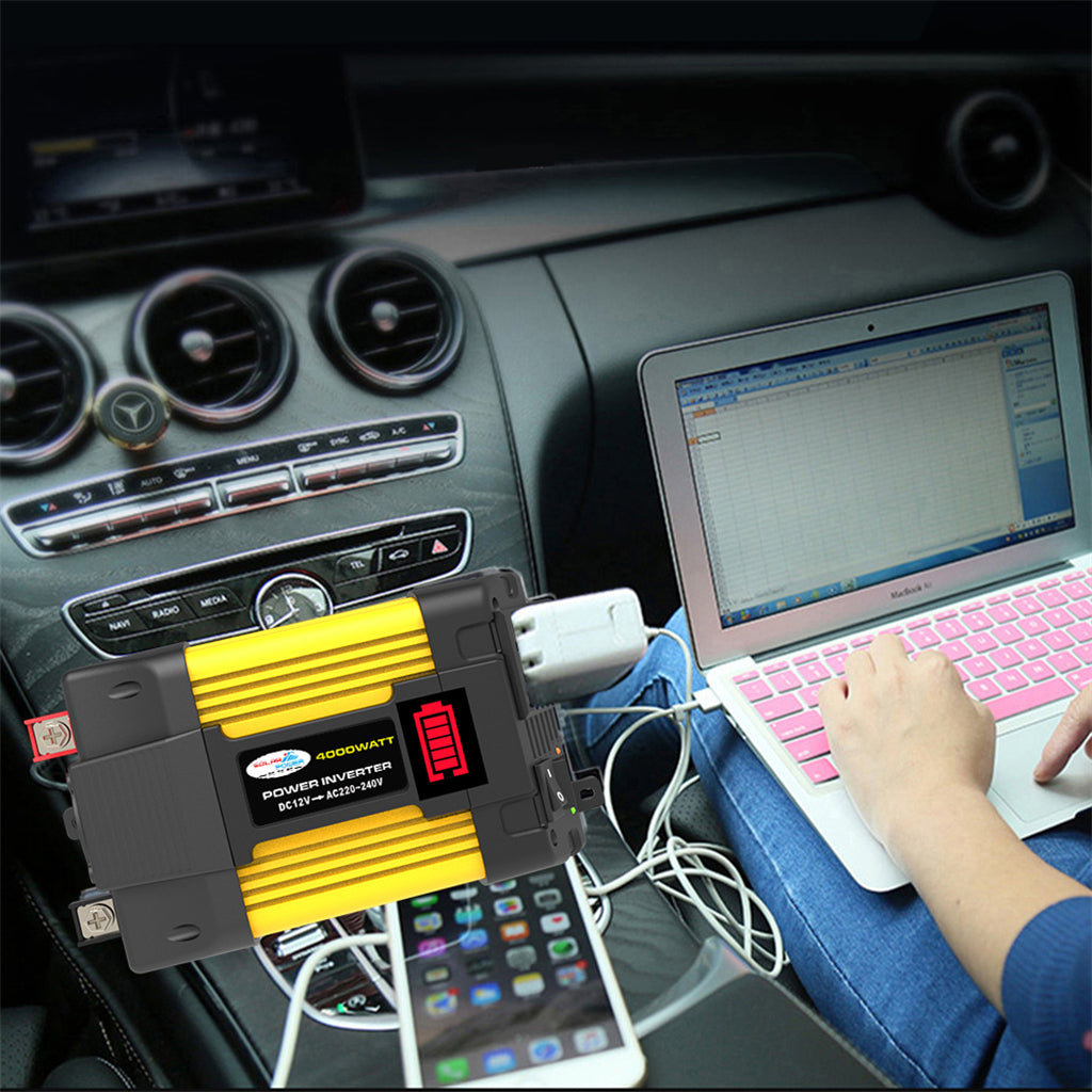 4000W Power Converter Inverter 12V 220V w LED Display Car Inverter Plug Adapter