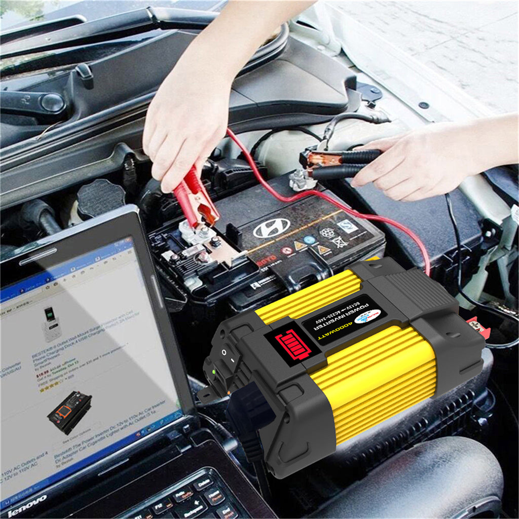 4000W Power Converter Inverter 12V 220V w LED Display Car Inverter Plug Adapter