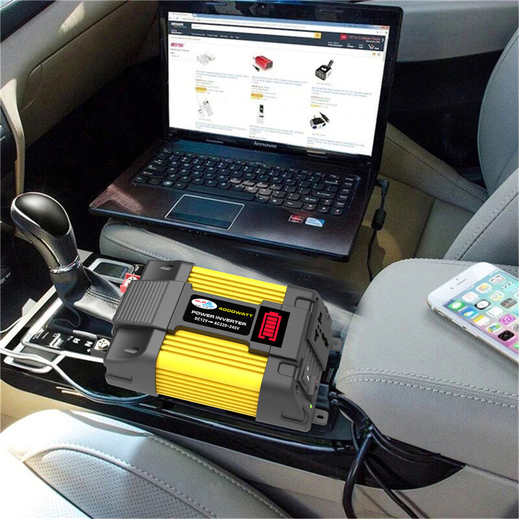 4000W Power Converter Inverter 12V 220V w LED Display Car Inverter Plug Adapter