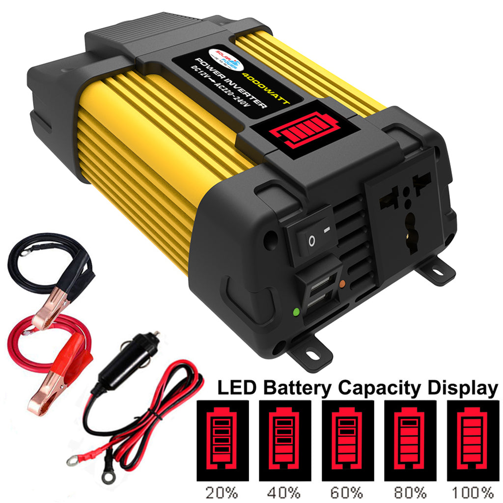 4000W Power Converter Inverter 12V 220V w LED Display Car Inverter Plug Adapter