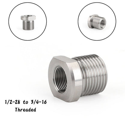 1/2-28 to 3/4-16 Threaded Oil Filter Adapter Stainless Steel