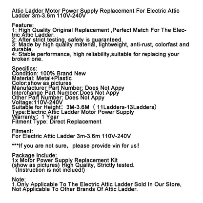 110V-240V Attic Ladder Motor Power Supply For Electric Attic Ladder 3m-3.6m