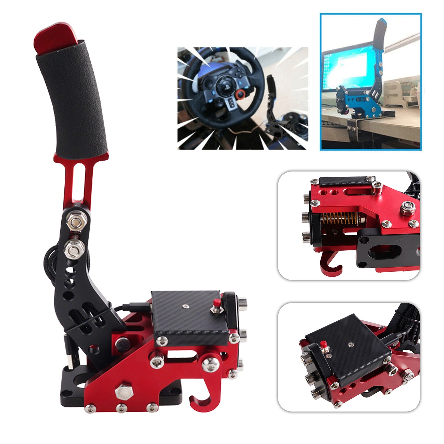 14Bit USB3.0 Handbrake for Racing Games Steering Wheel Stand G27/G29 G920 PC Red