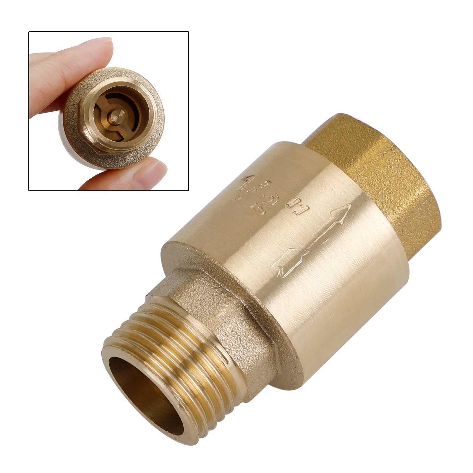 Brass Check Valve G1/2 51x30mm Male Female Thread Non-Return Backflow Prevention