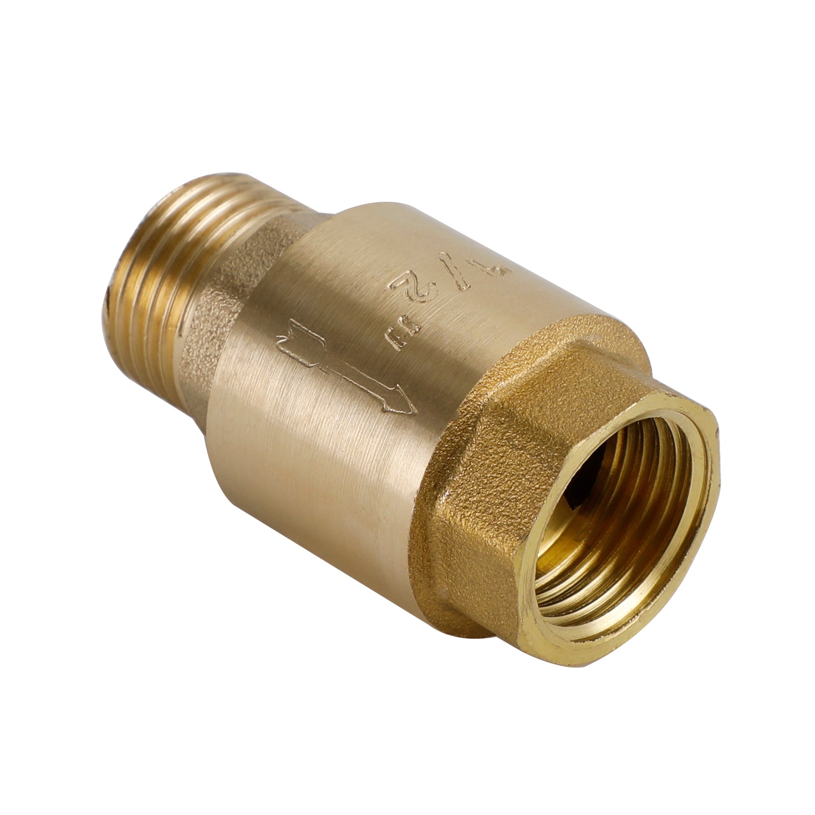 Brass Check Valve G1/2 51x30mm Male Female Thread Non-Return Backflow Prevention