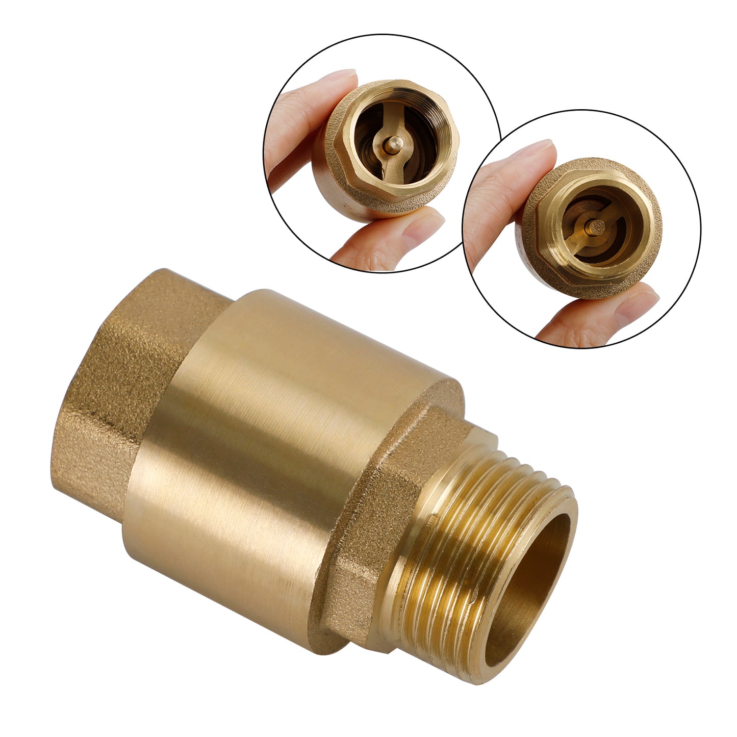 Brass Check Valve G1/2" G3/4" G1" M To F Thread Non-Return Backflow Prevention, G3/4"