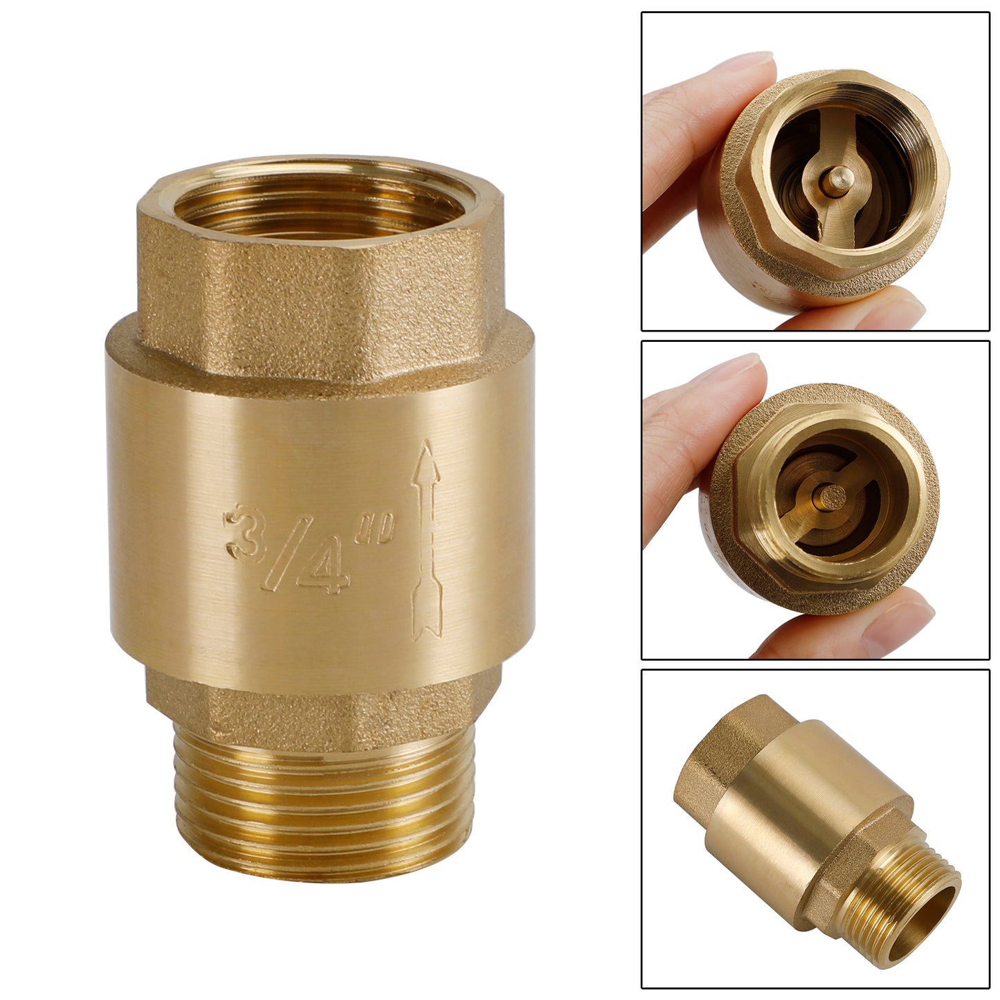Brass Check Valve G1/2" G3/4" G1" M To F Thread Non-Return Backflow Prevention, G3/4"