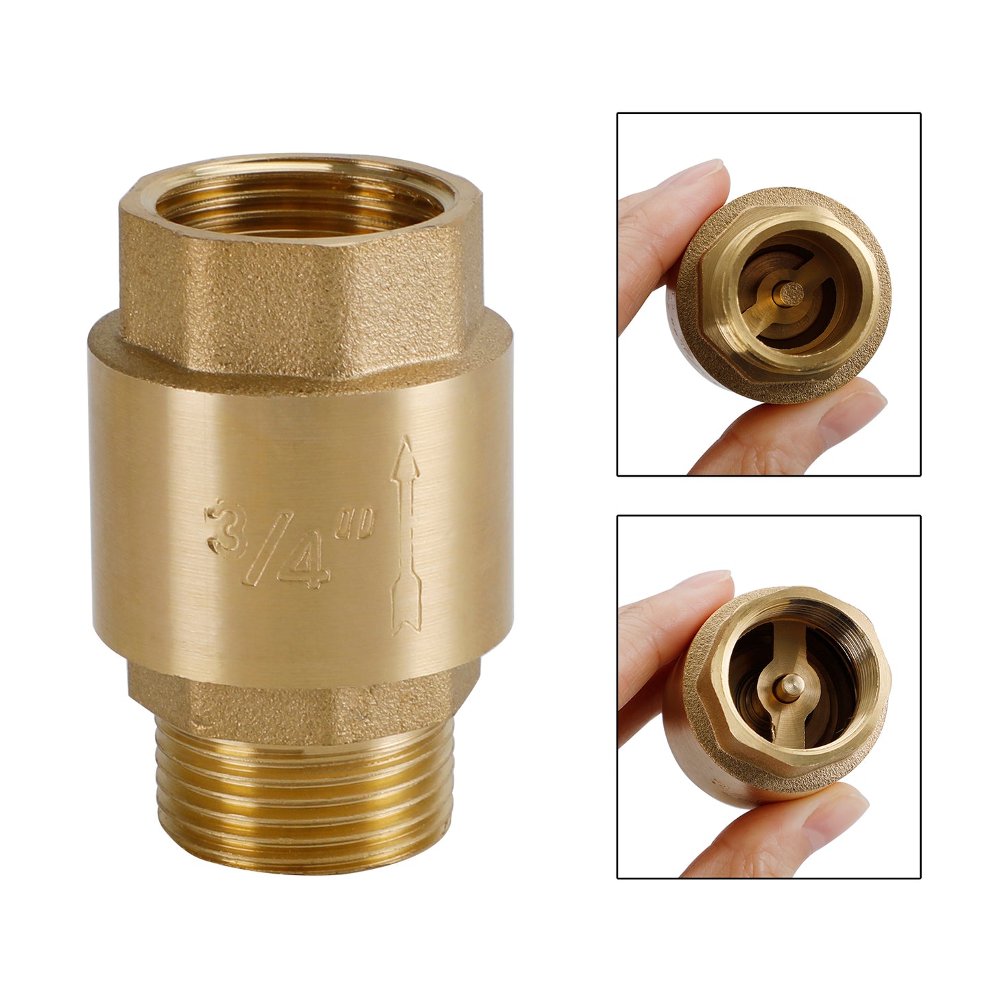 Brass Check Valve G1/2" G3/4" G1" M To F Thread Non-Return Backflow Prevention, G3/4"