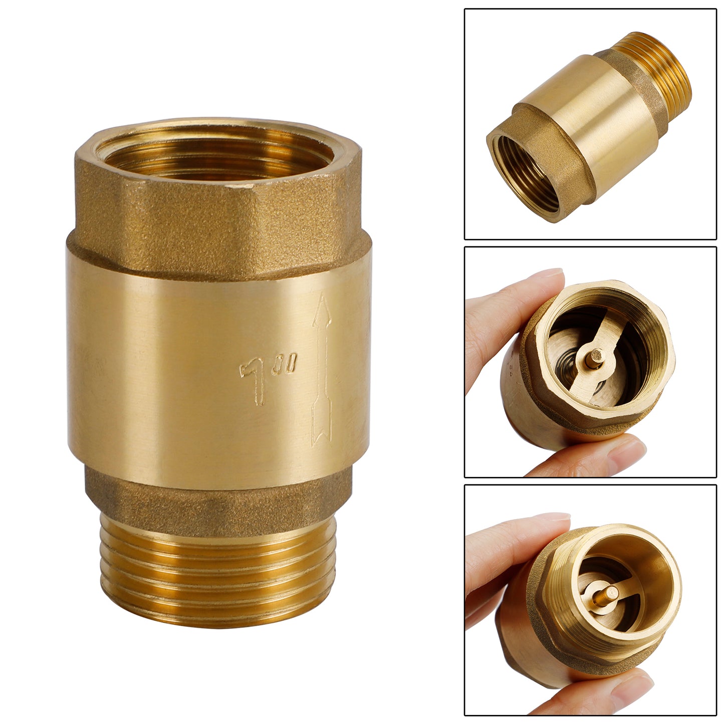 Brass Check Valve G1/2" G3/4" G1" M To F Thread Non-Return Backflow Prevention, G1"