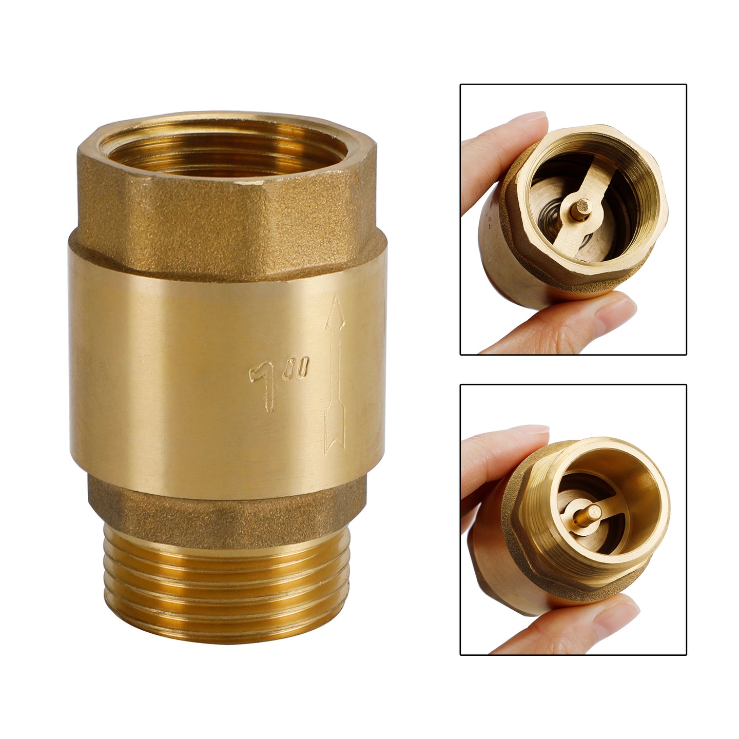 Brass Check Valve G1/2" G3/4" G1" M To F Thread Non-Return Backflow Prevention, G1"